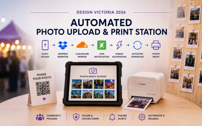 Automated event photo upload and print station