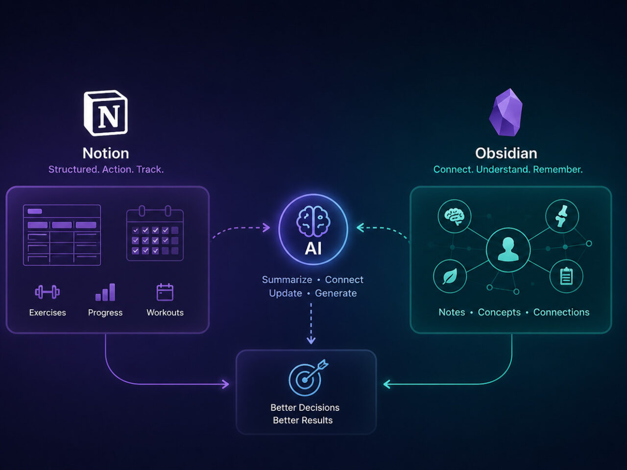 Structured knowledge systems: Notion + Obsidian