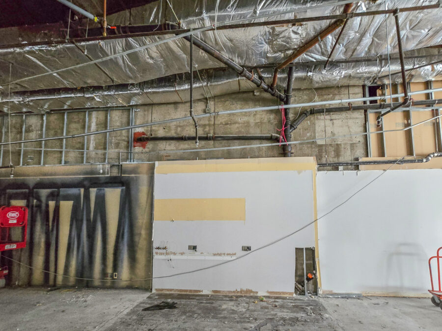 Restaurant shell conversion in an existing building